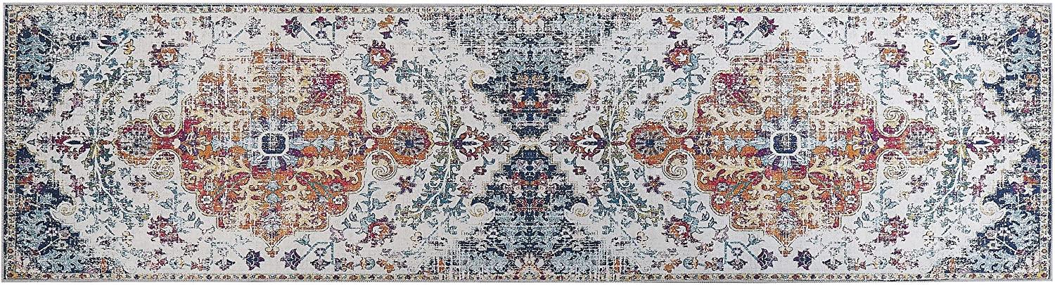 Teppich mehrfarbig orientalisches Muster 80 x 300 cm Kurzflor ENAYAM Bild 1
