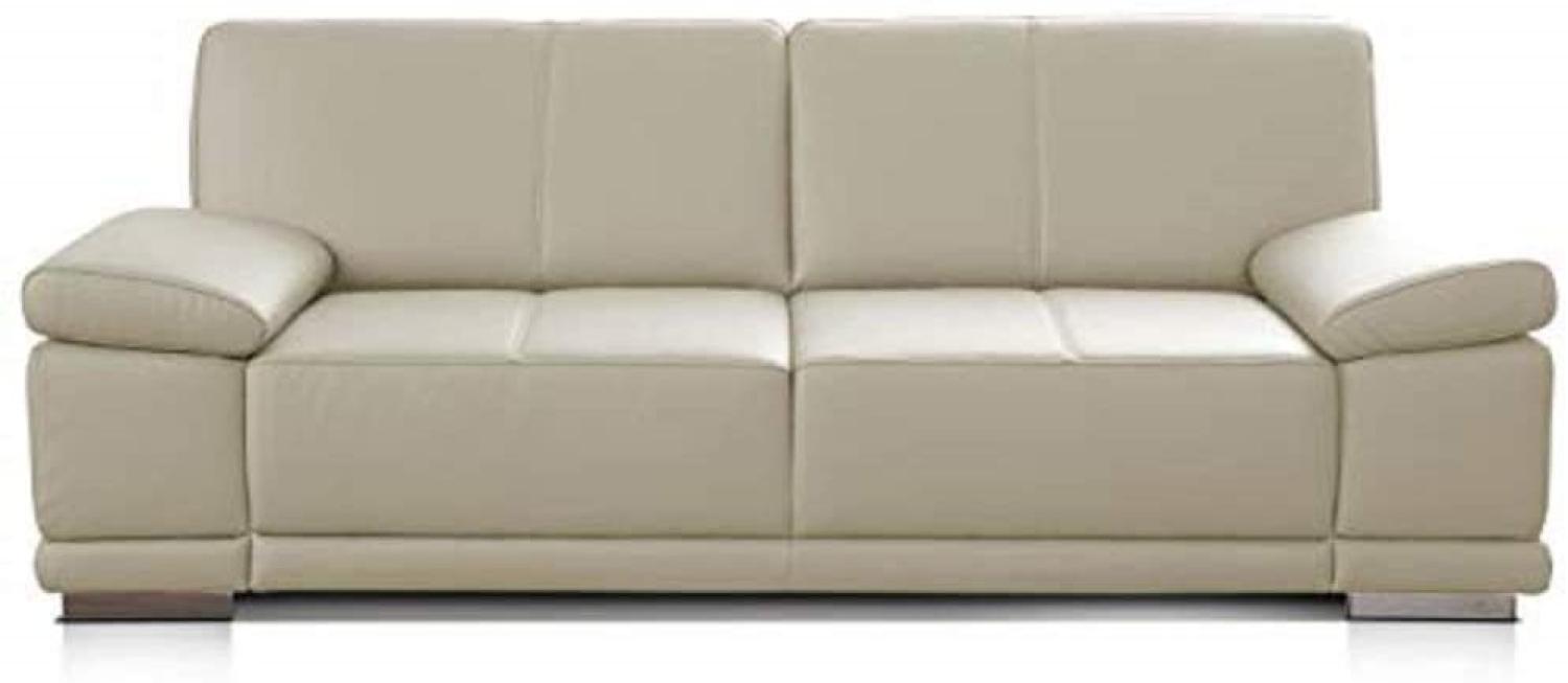 CAVADORE 3-Sitzer Sofa Corianne / Echtledercouch im modernen Design / Mit Armteilverstellung / 217 x 80 x 99 / Echtleder weiß Bild 1