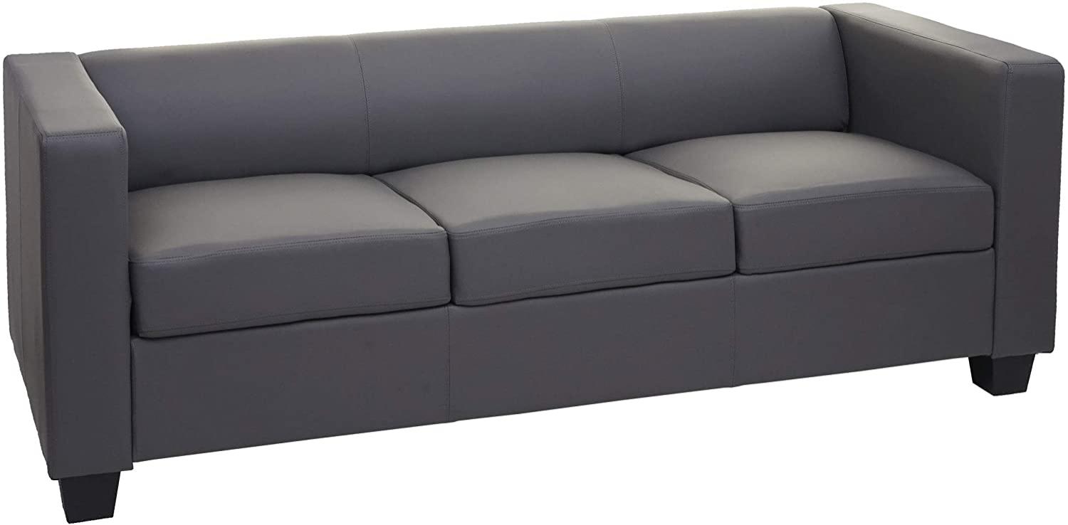 3er Sofa Couch Loungesofa Lille ~ Kunstleder, dunkelgrau Bild 1