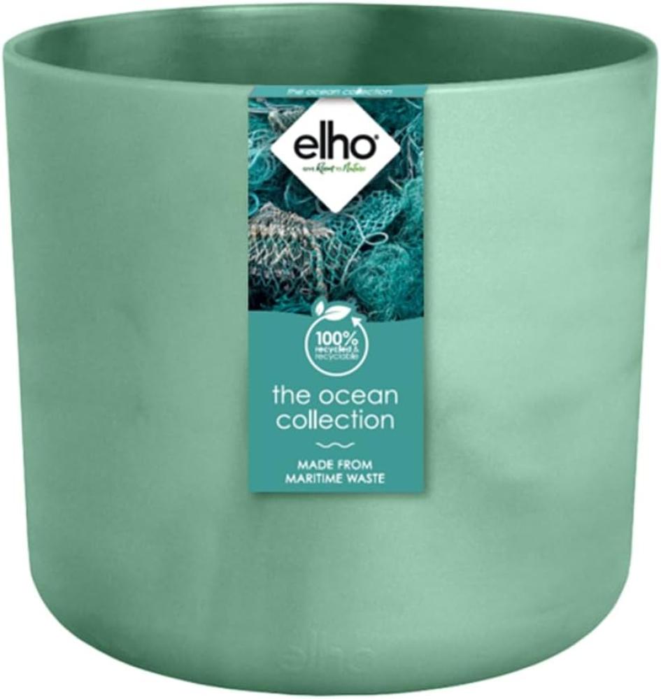 elho The Ocean Collection rund 18cm Blumentopf - Pflanzentopf hergestellt aus Meeresabfällen - 100 % recyceltes Material - Grün/Pazifikgrün Bild 1