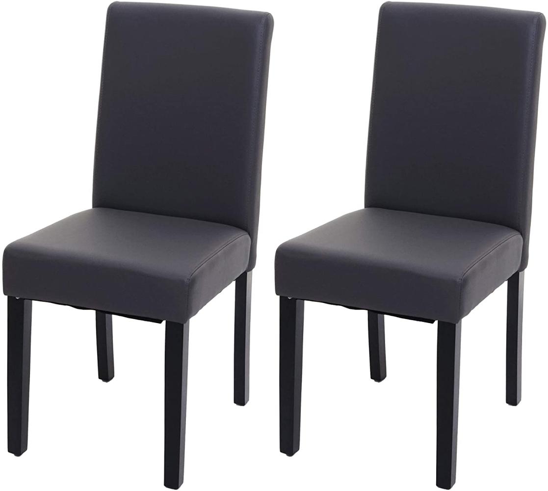 2er-Set Esszimmerstuhl Stuhl Küchenstuhl Littau ~ Kunstleder, grau matt, dunkle Beine Bild 1