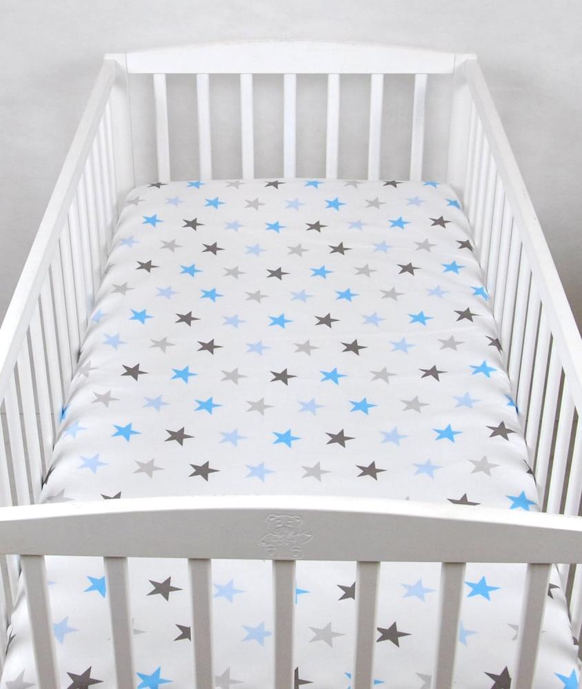 BABYLUX Spannbetttuch 70 x 140 cm Baby SPANNBETTLAKEN Baumwolle Kinderbett 94. Sterne Blau Bild 1
