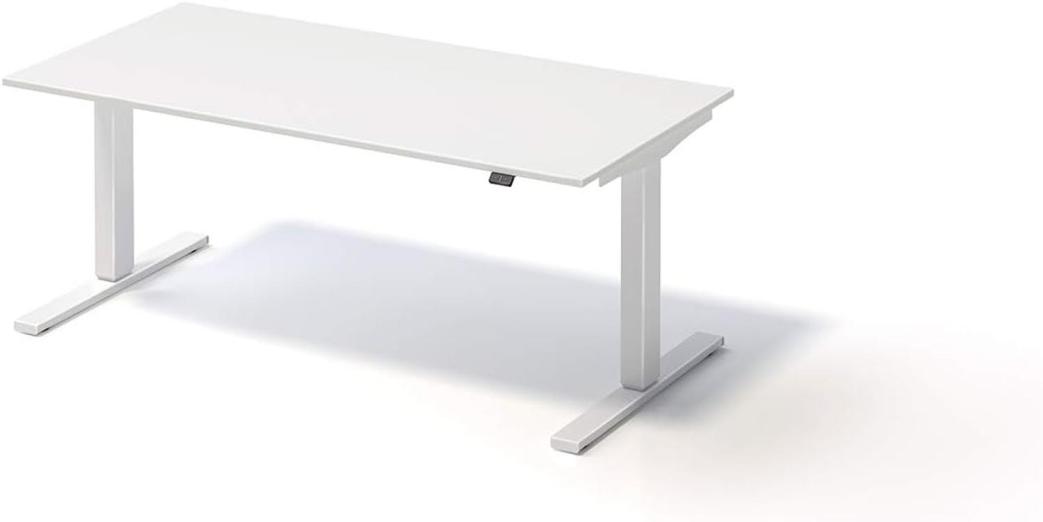 Varia Schreibtisch, 650-1250 mm elektrisch höhenverstellbar, B 1600 x T 800 mm, Dekor weiß, Gestell verkehrsweiß Bild 1