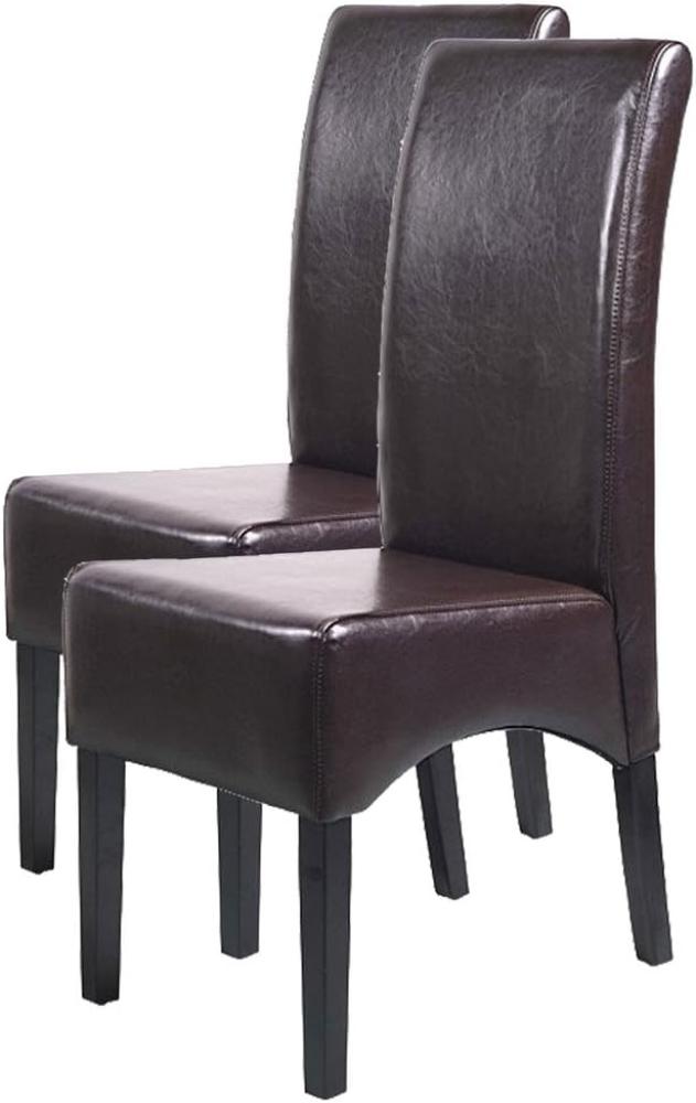 2er-Set Esszimmerstuhl Küchenstuhl Stuhl Latina, LEDER ~ braun, dunkle Beine Bild 1