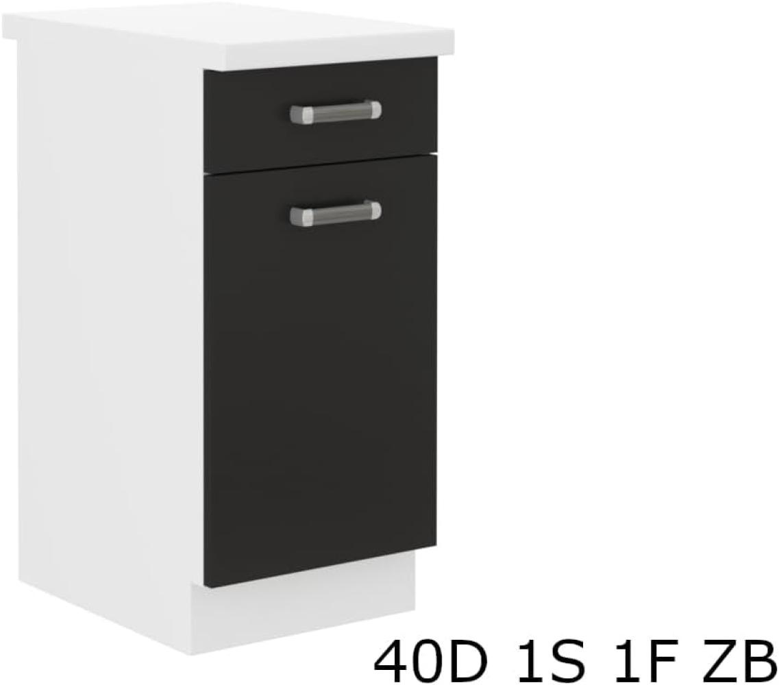 Küchenunterschrank mit Arbeitsplatte EPSILON 40D 1S 1F ZB, 40x82x60, schwarz/weiß Bild 1