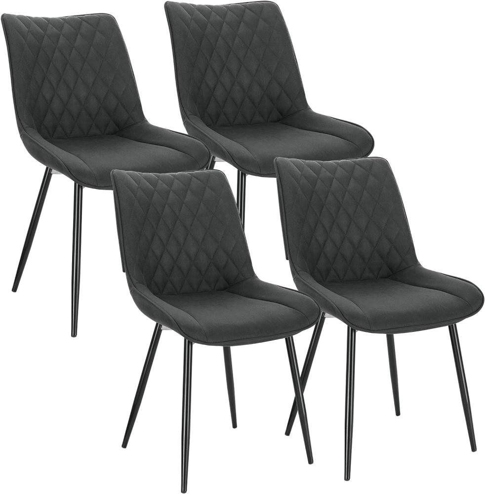 WOLTU 4 x Esszimmerstühle 4er Set Esszimmerstuhl Küchenstuhl Polsterstuhl Design Stuhl mit Rückenlehne, mit Sitzfläche aus Stoffbezug, Gestell aus Metall, Anthrazit, BH248an-4 Bild 1