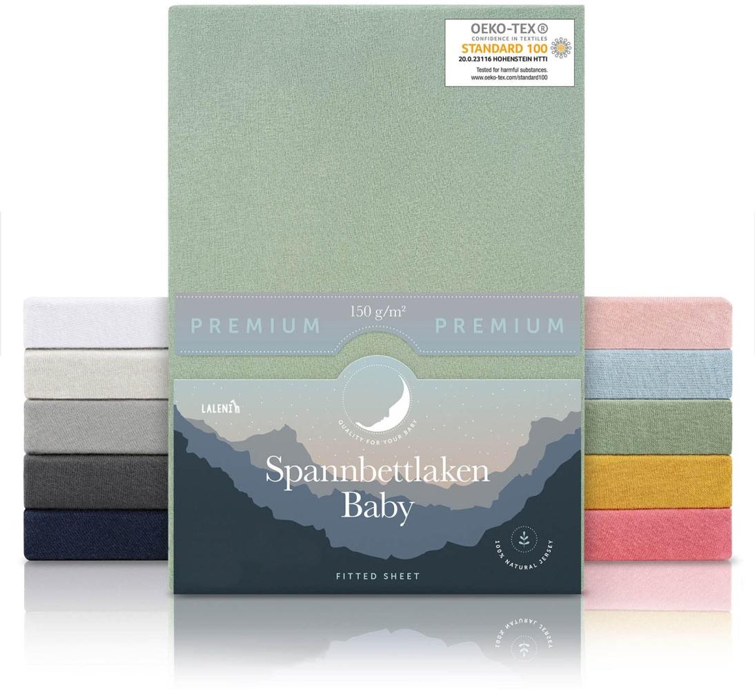Laleni Premium Spannbettlaken 60x120-70x140 cm - Oeko-Tex Zertifiziert, 100% Baumwolle, atmungsaktives Spannbetttuch Jersey Baby, 150 g/m², Summer Green - Grün Bild 1