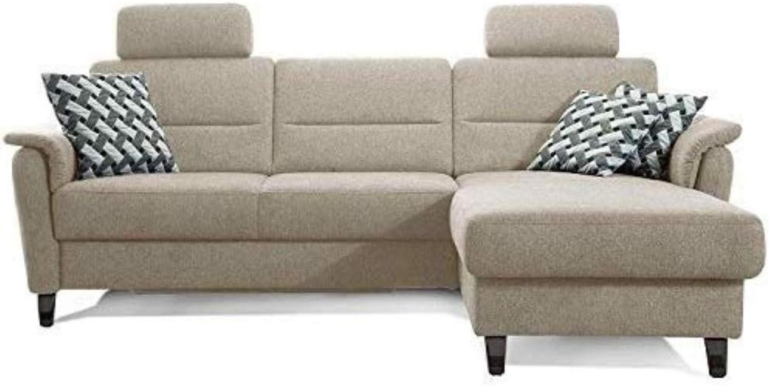Cavadore Ecksofa Palera mit Federkern / L-Form Sofa mit Longchair rechts / 244 x 89 x 164 / Stoff Creme Bild 1