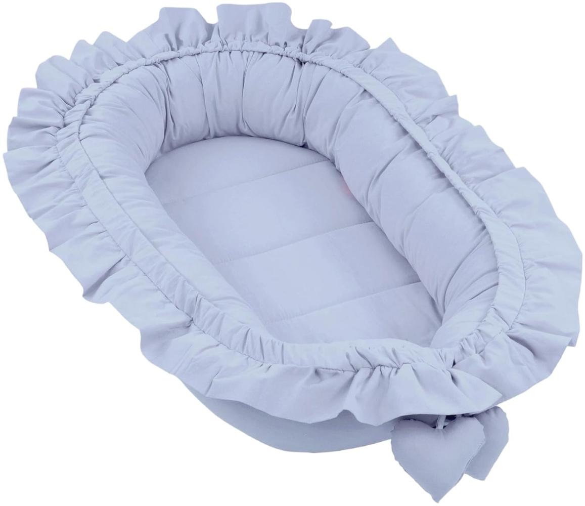 Babynestchen Baumwolle Kuschelnest für Neugeborene 90x50 cm - Baby Nestchen Bett Kokon Baumwolle Schmutziges Blau Bild 1
