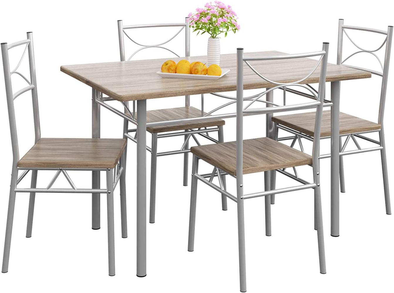 Casaria 5 TLG Sitzgruppe Paul Esstisch mit 4 Stühlen Eiche für Esszimmer Küche Essgruppe Küchentisch Tisch Stuhl Set Bild 1