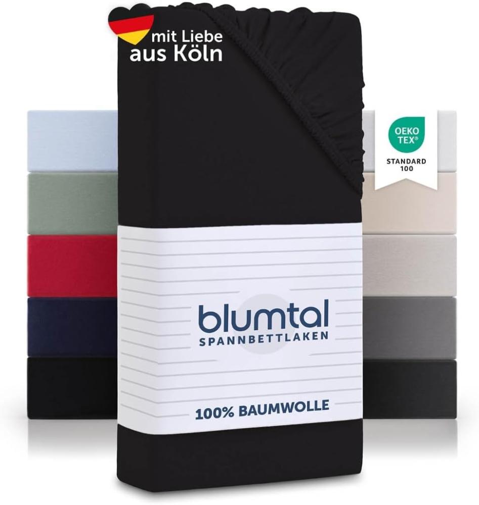 Blumtal® Basics Jersey Spannbettlaken 160x200cm -Oeko-TEX Zertifiziert, 100% Baumwolle Bettlaken, bis 20cm Matratzenhöhe, Schwarz Bild 1