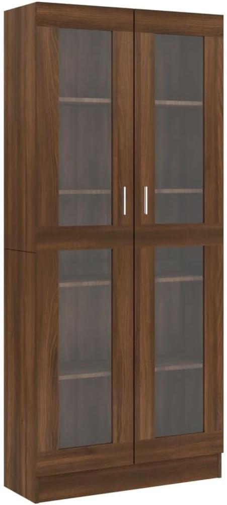 vidaXL Vitrinenschrank Braun Eiche 82,5x30,5x185,5 cm Holzwerkstoff Bild 1