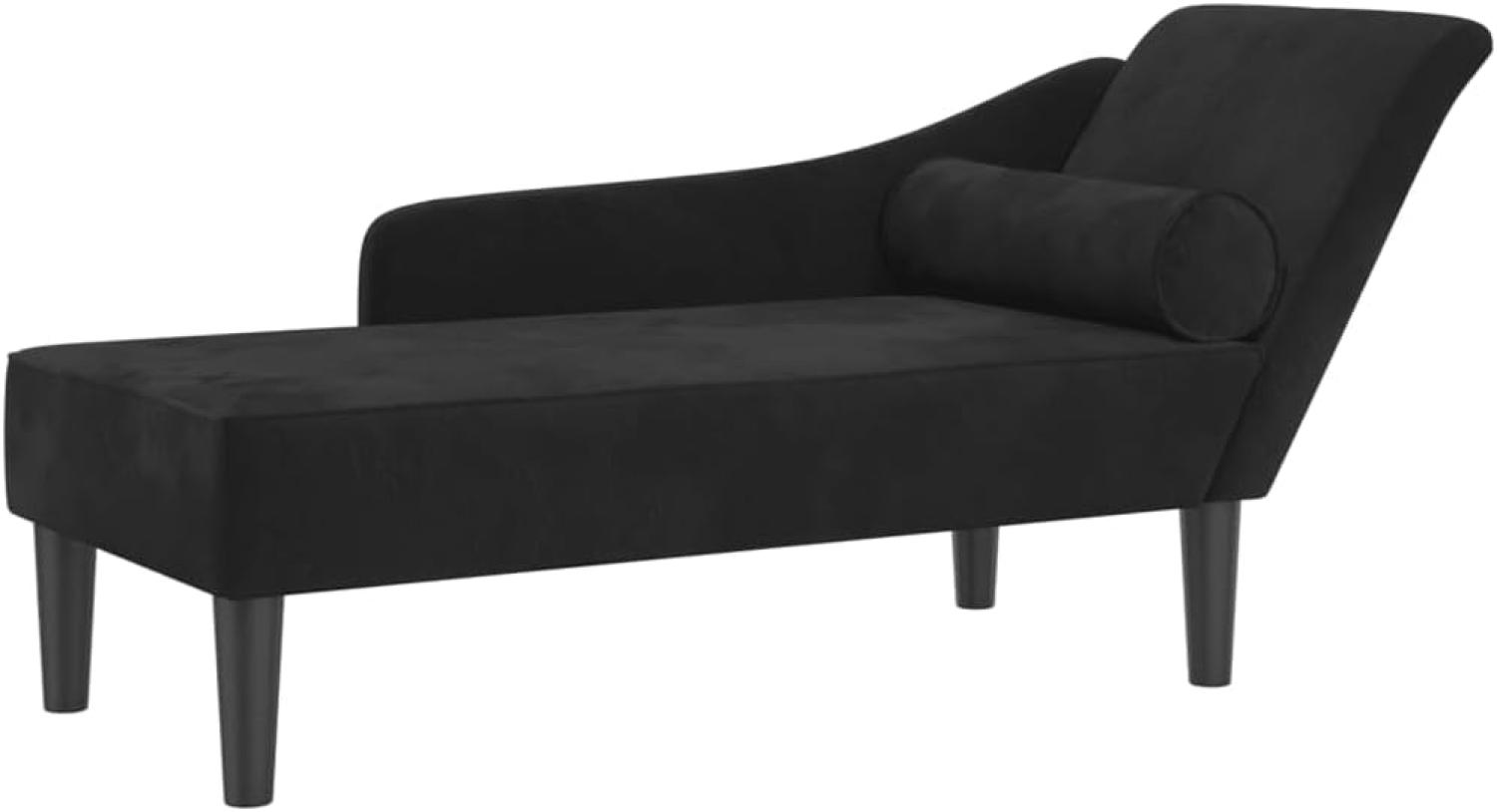 vidaXL Chaiselongue mit Kissen Schwarz Samt Bild 1