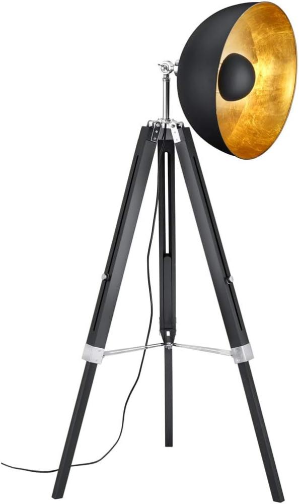 Stehlampe mit Stativ in schwarz gold, H 120-160 cm LIEGE Bild 1