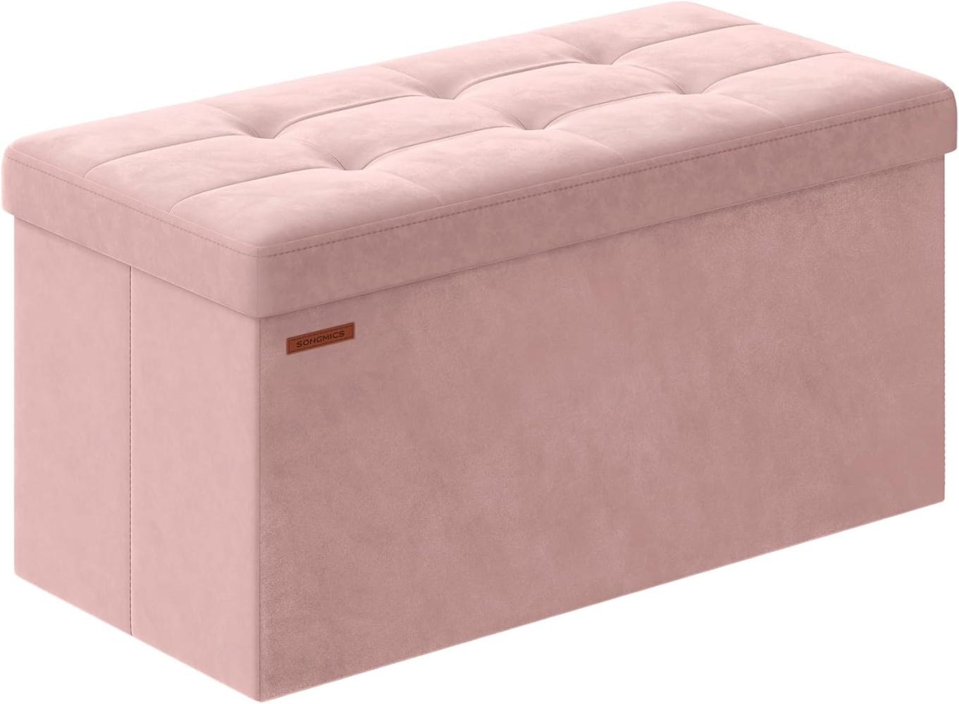 SONGMICS Sitzhocker mit Stauraum, klappbare Sitzbank, 38 x 76 x 38 cm Fußbank, Aufbewahrungsbox, bis 300 kg belastbar, für Wohnzimmer Schlafzimmer Flur, pastellrosa LSF247R01 Bild 1