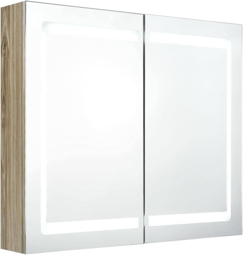 LED-Bad-Spiegelschrank Eichenoptik 80x12x68 cm Bild 1