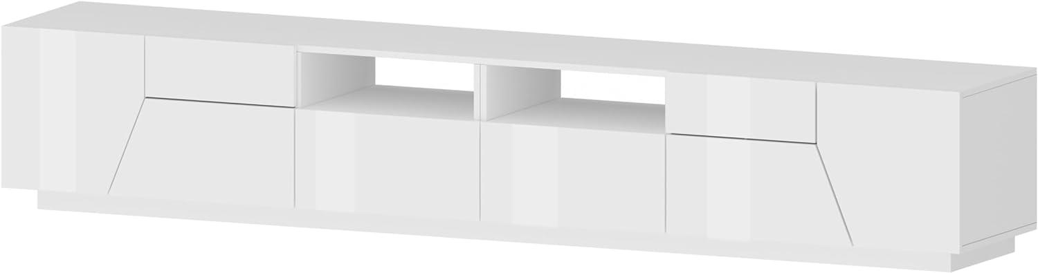 Lowboard >Ragusa< in weiß hochglanz, Holzwerkstoff - 260x46x43cm (BxHxT) Bild 1