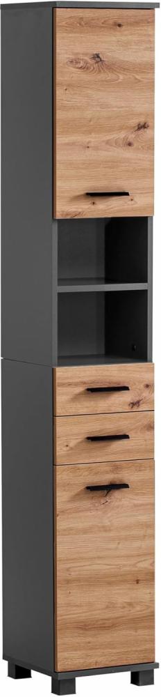 Schildmeyer Hochschrank Palermo, Holzwerkstoff, Anthrazit/Artisan Eiche Dekor, 30,3 x 23,6 x 180,9 cm (B/T/H) Bild 1