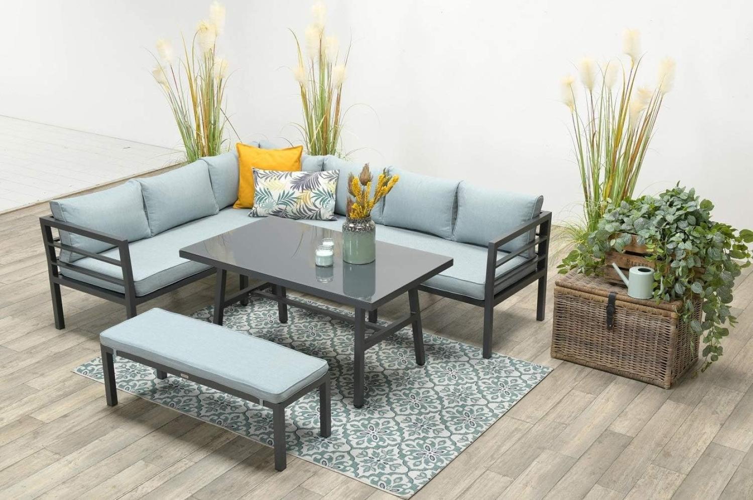 Garden Impressions Dining-Ecklounge \Lakes\", inkl. Sitzbank, Tisch und Kissen, carbon black / mintgrey, ohne Sessel, links" Bild 1