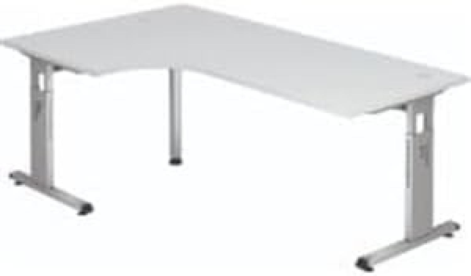 Winkeltisch OS82 C-Fuß 200x120cm 90° Weiß Gestellfarbe: Silber Bild 1