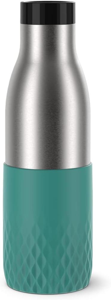 Emsa Bludrop Sleeve Trinkflasche mit Quick-Press Verschluss, spülmaschinenfest, Edelstahl Petrol, 0,5l Bild 1