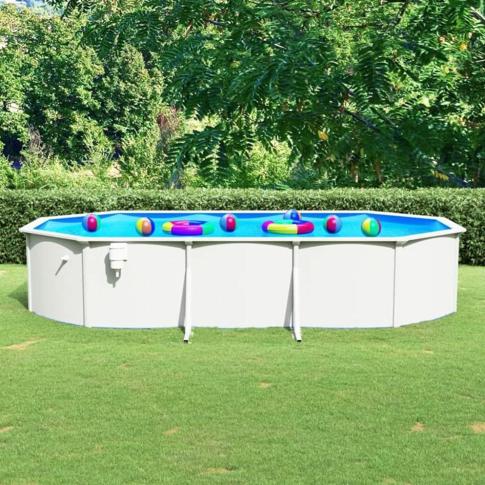 Pool mit Stahlwand Oval 610x360x120 cm Weiß Bild 1