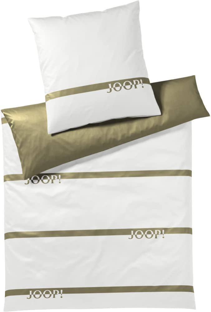 JOOP Bettwäsche Logo Stripes olive | Kissenbezug einzeln 40x80 cm Bild 1
