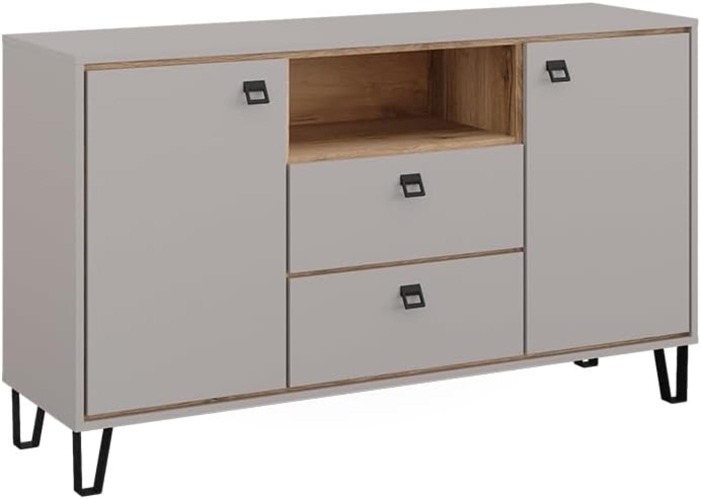 Vicco Sideboard Tirion 138 x 80 cm in Cashmere Eiche, Wohnzimmer, 2 Türen Bild 1