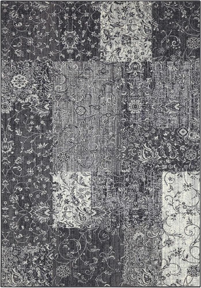 Kurzflor Teppich Kirie Grau Creme - 80x250x0,9cm Bild 1
