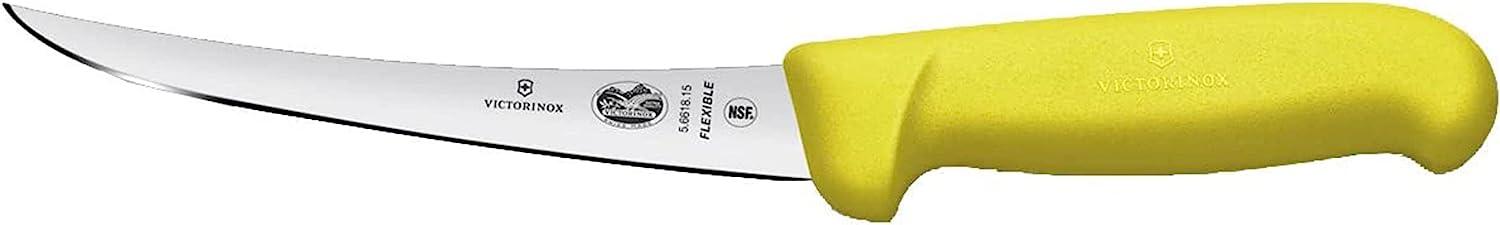 Victorinox Fibrox Ausbeinmesser, 15cm, Gebogen-Schmal-Flexibel, Rutschfest, rostfrei, edelstahl, spülmaschinengeeignet, gelb Bild 1