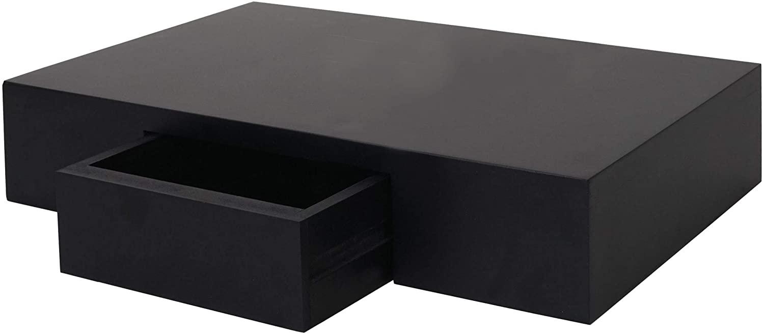 Wandregal Oise, Regal Hängeregal mit Schublade, 40cm ~ schwarz Bild 1