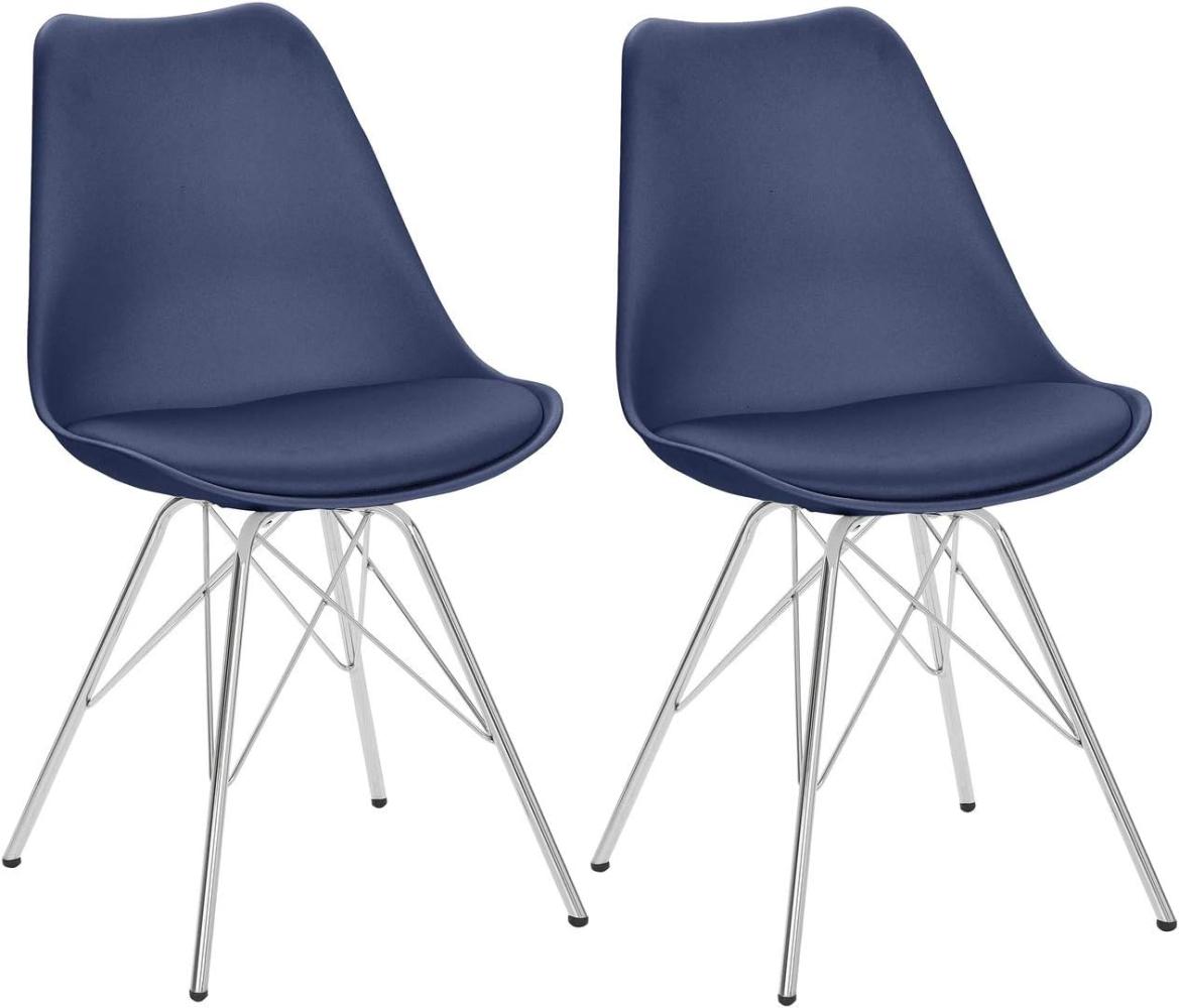 Homexperts 'URSEL' 2er Set Stuhl, Kunststoff - Polypropylen dunkelblau, B 48 x H 86 x T 55,5 cm Bild 1
