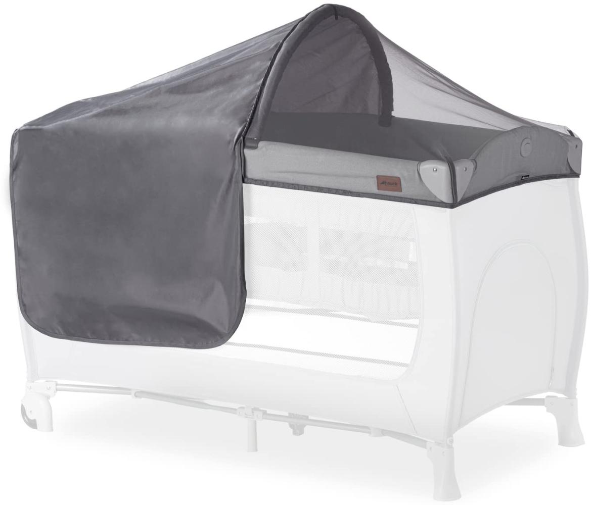 Hauck Sonnenschutz & Moskitonetz für Reisebetten Travel Bed Canopy mit UV-Schutz 50+, Luftdurchlässiger Netzstoff, Einfach zu Befestigen mti Gummizug und Klettverschlüssen, Faltbar (Grey) Bild 1