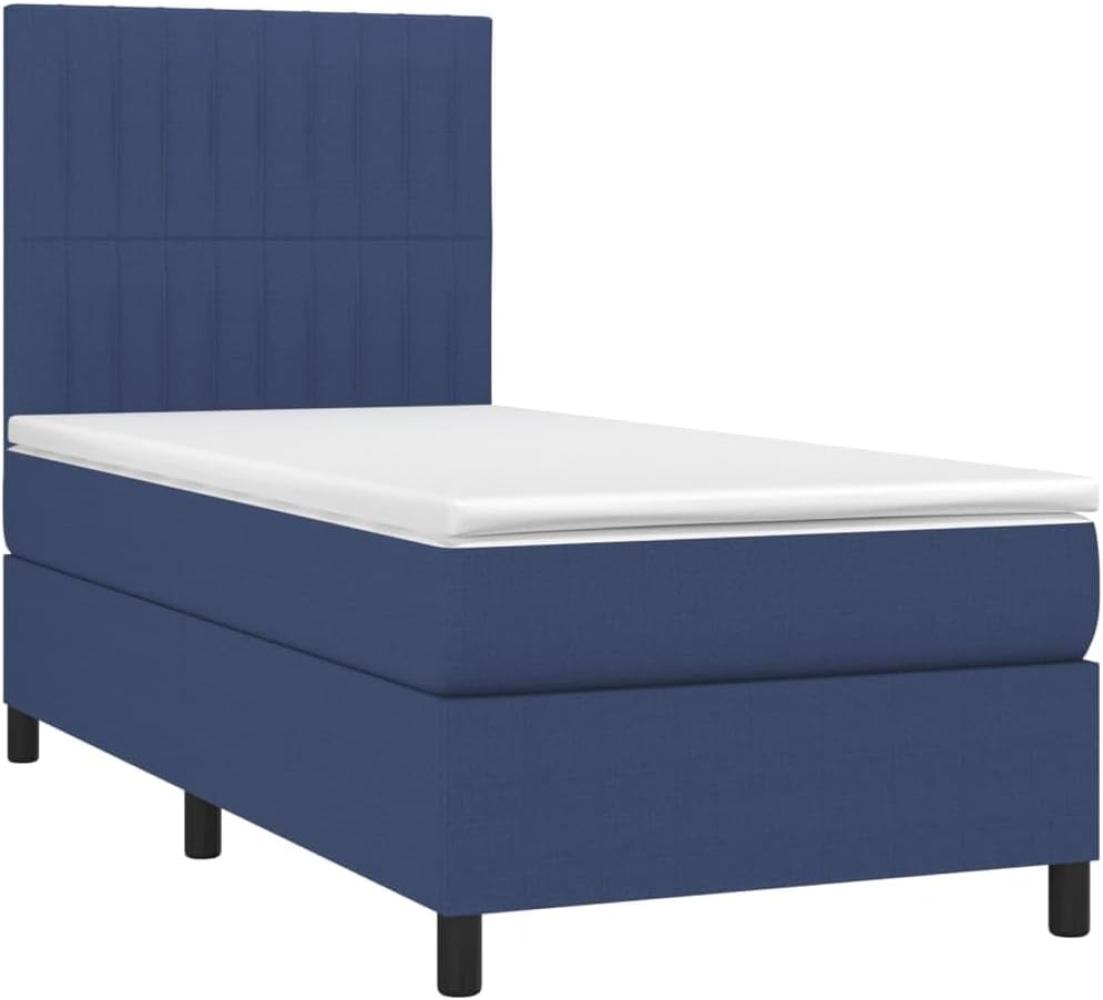 Boxspringbett mit Matratze & LED Blau 80x200 cm Stoff (Farbe: Blau) Bild 1