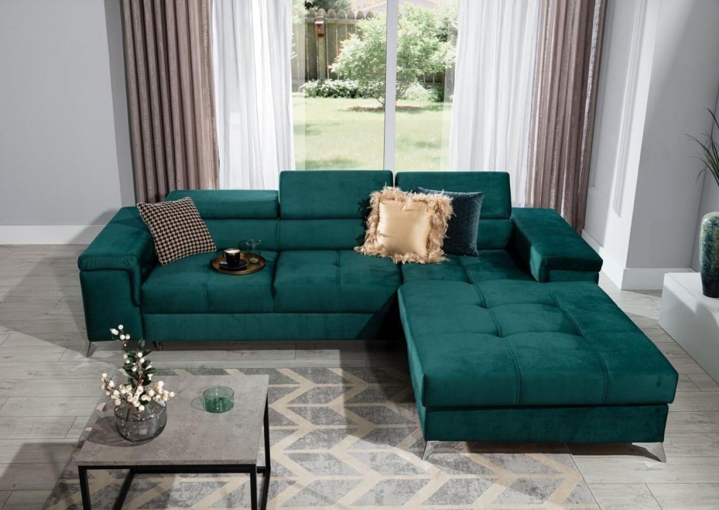 Designer Sofa Elegante mit Schlaf- und Klappfunktion Grün Rechts Bild 1