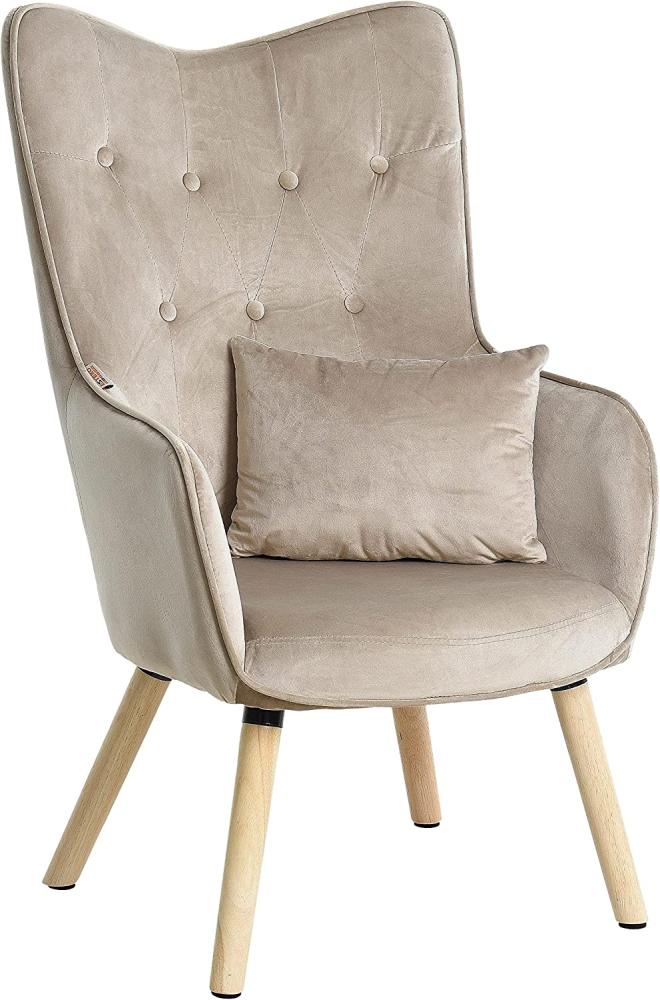 Fernsehsessel Relaxsessel Sessel mit Kissen Stoff Polsterstuhl Beige/Grau Samt Bild 1
