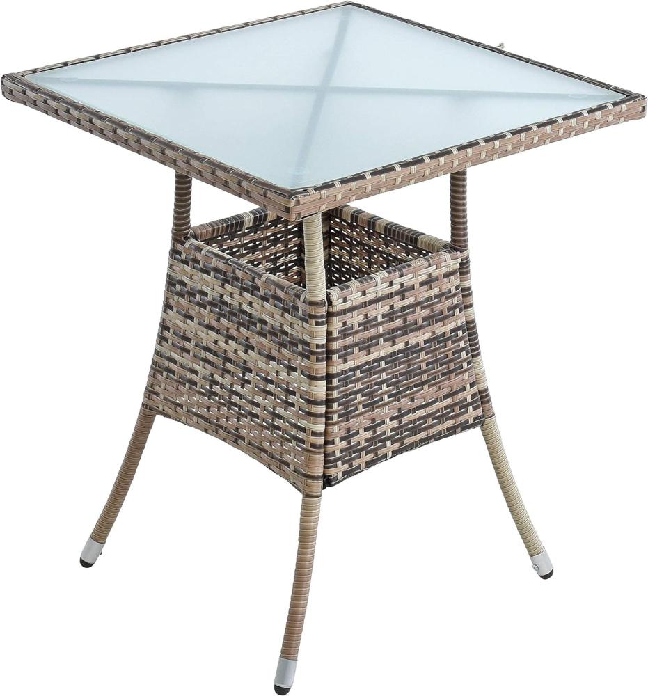 Polyrattan Balkontisch Rattan Tisch Beistelltisch Gartentisch 60 cm Beige-Braun Bild 1