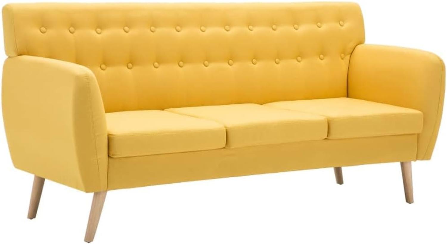 vidaXL 3-Sitzer-Sofa Stoffbezug 172x70x82 cm Gelb Bild 1