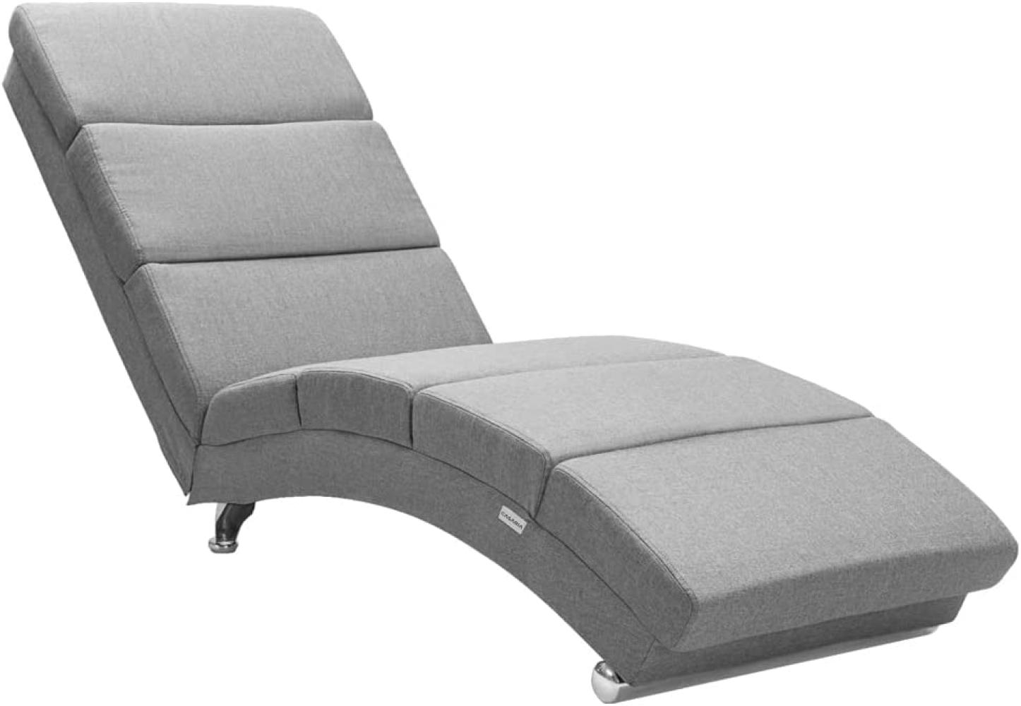 Casaria Relaxliege XXL London Ergonomisch hohe Rückenlehne 186cm Relaxsessel Loungesessel Chaiselongue Stoff Grau Bild 1