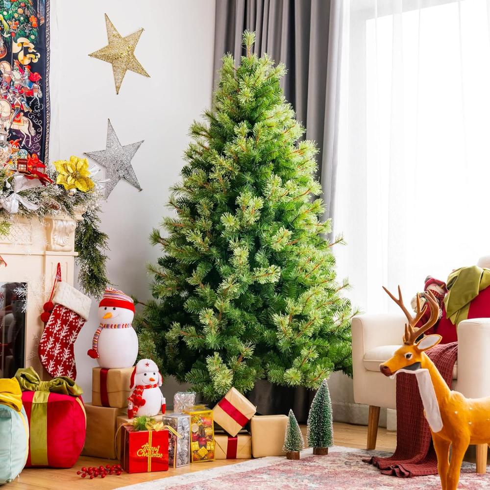 COSTWAY 180cm Künstlicher Weihnachtsbaum, Christbaum mit Metallständer, 820 Zweigen, Klappsystem, Tannenbaum Kunstbaum für Zuhause, Geschäfte Bild 1
