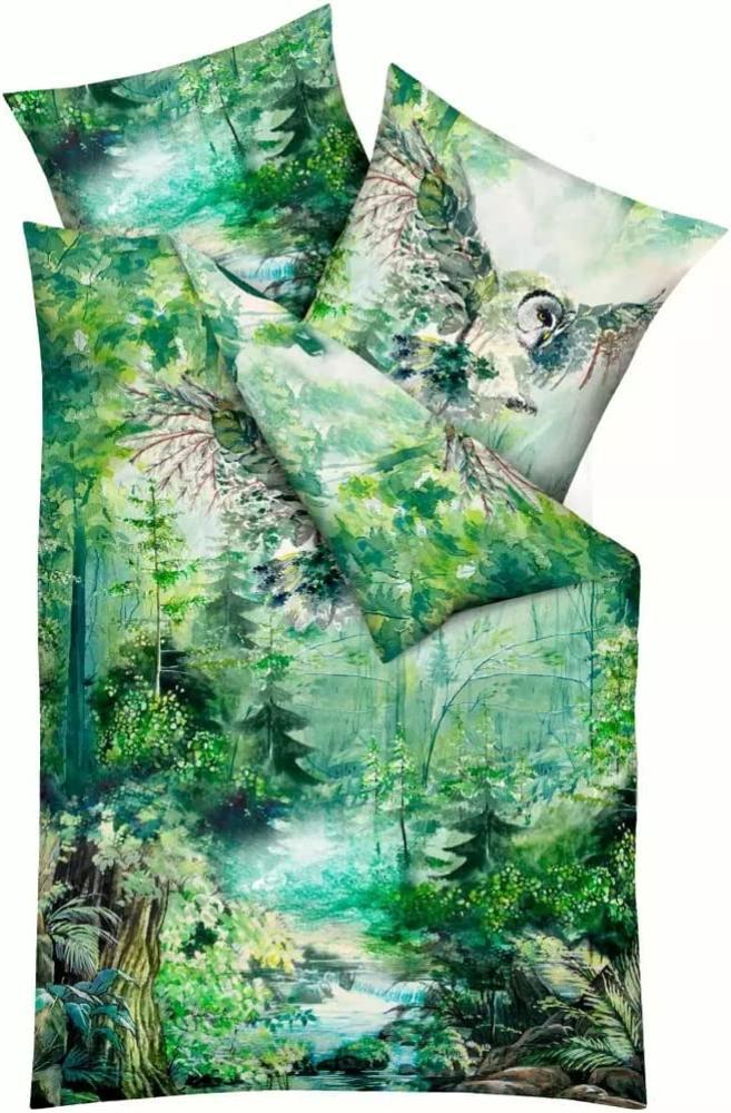Kaeppel Mako Satin Bettwäsche Mystic Forest Grün 135x200 + 80x80 cm Bild 1