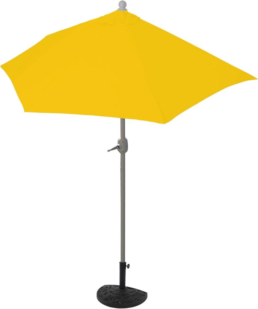 Sonnenschirm halbrund Parla, Halbschirm Balkonschirm, UV 50+ Polyester/Alu 3kg ~ 270cm gelb mit Ständer Bild 1