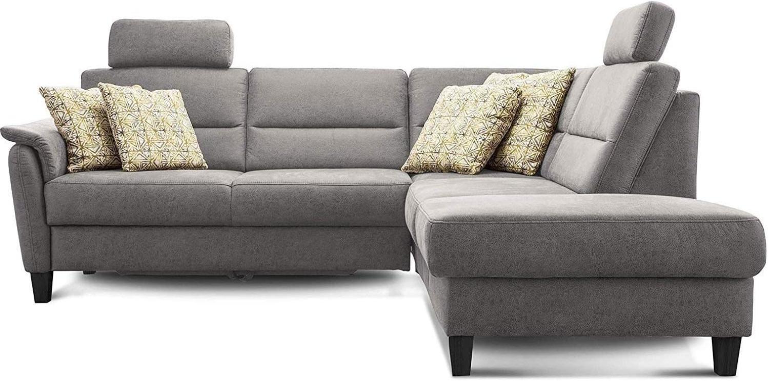 Cavadore Schlafsofa Palera mit Federkern / L-Form Sofa mit Bettfunktion / 236 x 89 x 212 / Büffellederoptik Hellgrau Bild 1