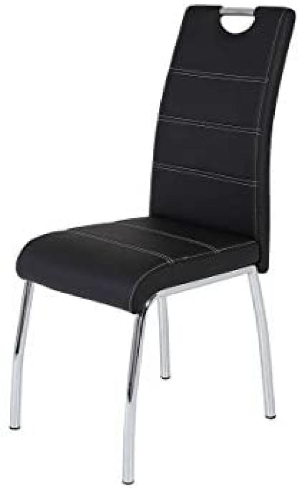 Stuhl SUSI S, Kunstleder schwarz mit weißer Naht Bild 1