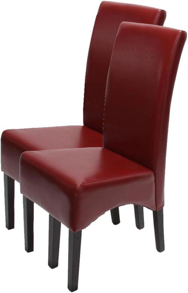 2er-Set Esszimmerstuhl Küchenstuhl Stuhl Latina, LEDER ~ rot, dunkle Beine Bild 1