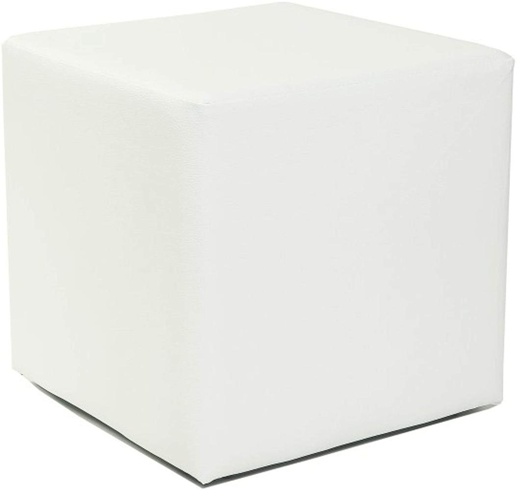 Design Sitzwürfel Kubus I Hocker Kunstleder modern 45x45x45 cm in weiß Bild 1