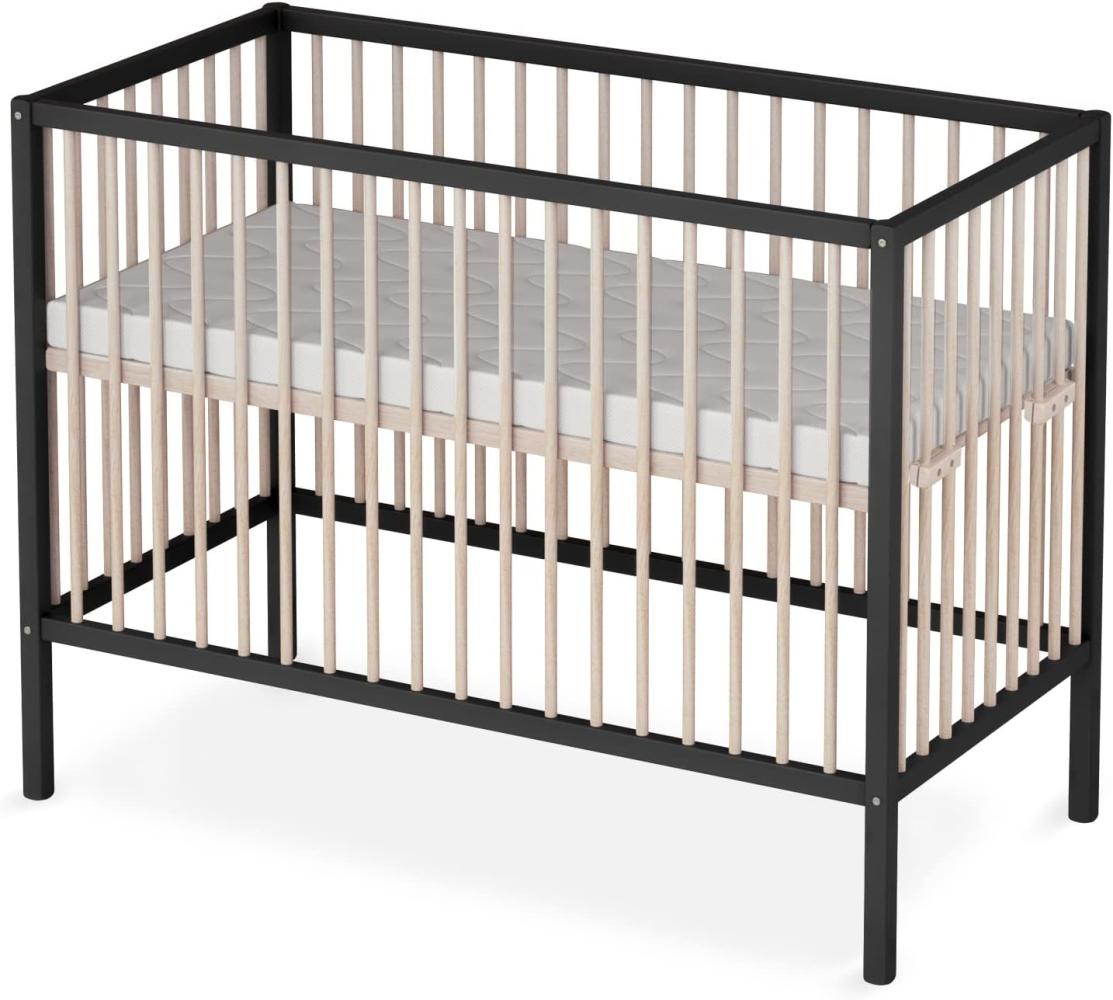 Baby Beistellbett Dreamy 60x120 cm mit Matratze, schwarz/natur 4 in 1 mit Umbauseite - Sämann Bild 1
