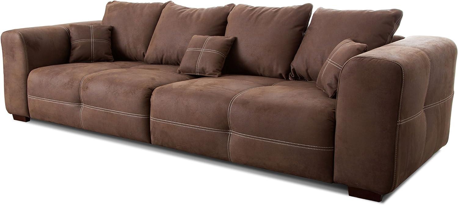 Cavadore Big Sofa Mavericco / XXL Sofa im modernen Design / Inklusive Rückenkissen und Zierkissen / 287 x 69 x 108 cm (BxHxT) / Mikrofaser Braun Bild 1