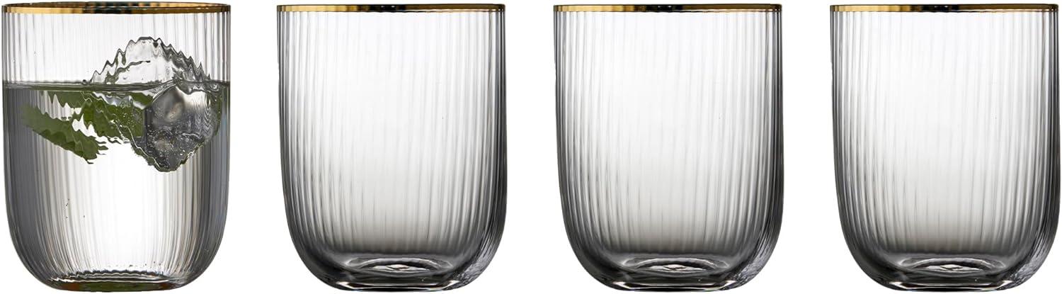 Lyngby Glas Tumbler Palermo Gold 4er Set, Glas mit Goldkante, Klar, 350 ml, 12050 Bild 1