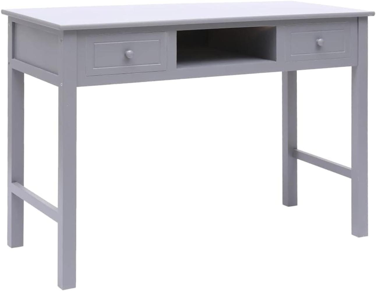 Schreibtisch, Paulownia-Holz/ Pappelholz Grau, 110 × 45 × 76 cm Bild 1